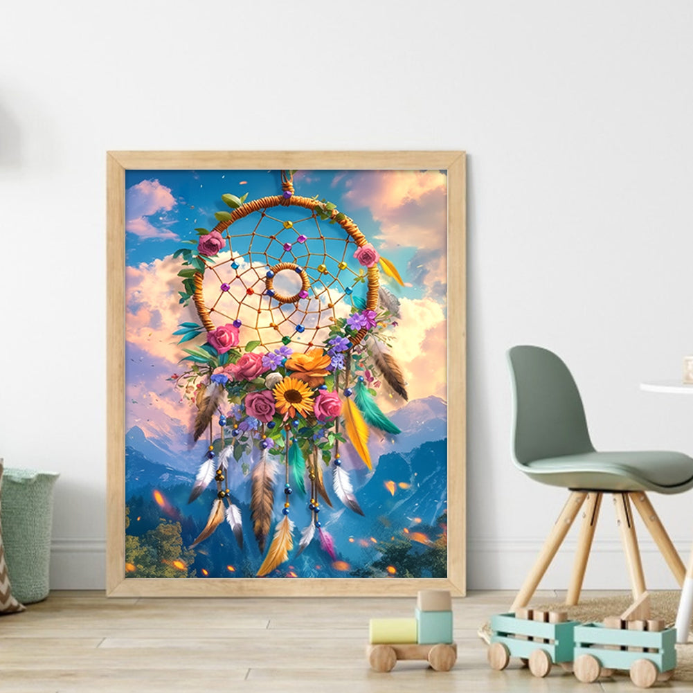 Dreamcatcher And Flowers - Full 11CT Stamped Cross Stitch 40x50CM - Band(27Colors)