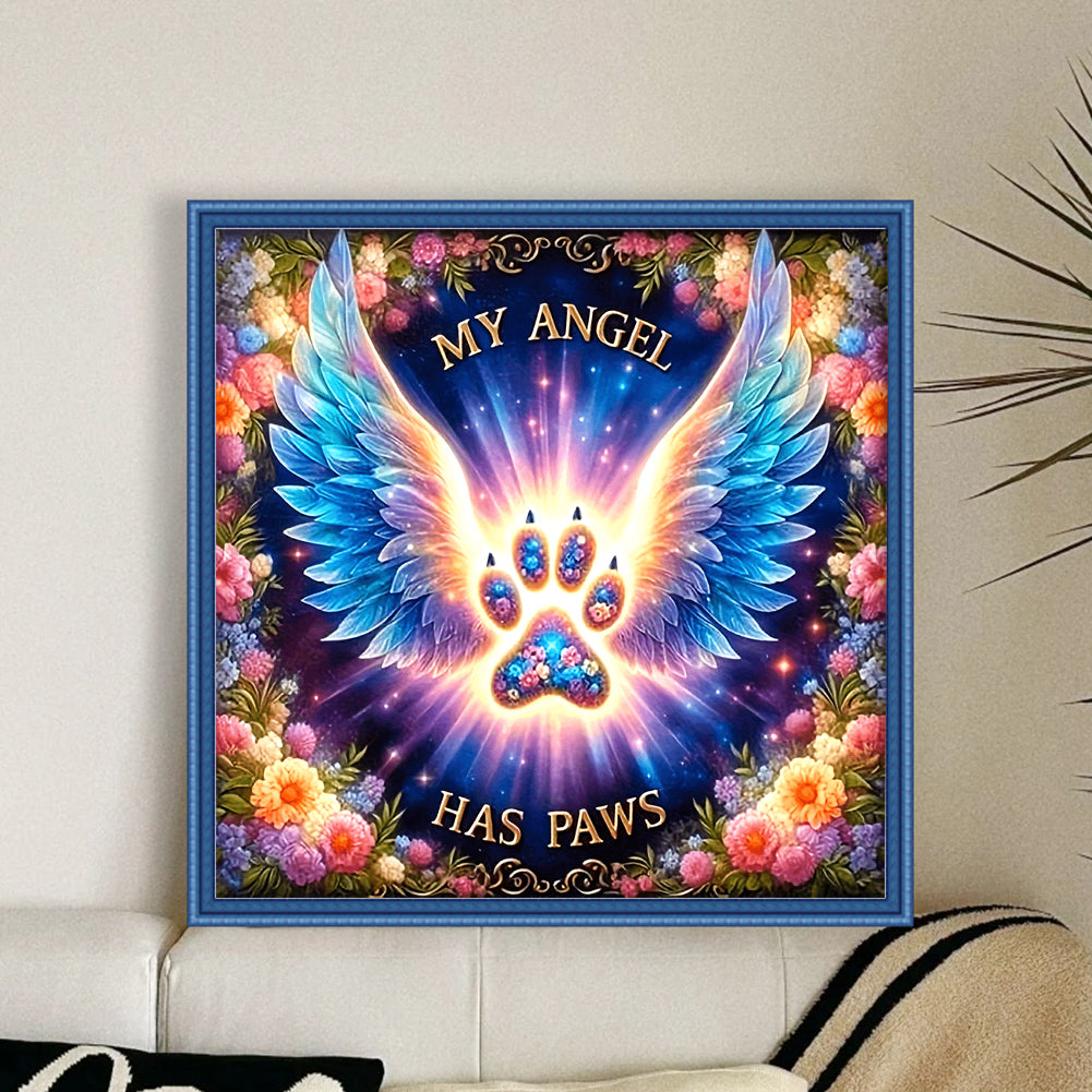 Wings And Paw Print - Full 11CT Stamped Cross Stitch 45x45CM - Huacan