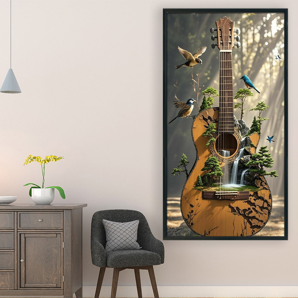 Guitar Silhouette - Full 11CT Stamped Cross Stitch 40x60CM - Huacan