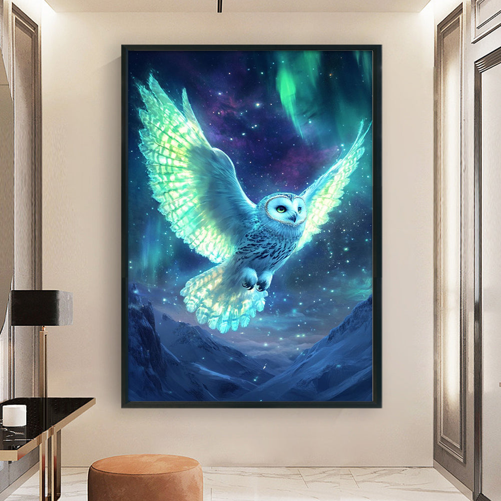 Fluorescent Owl - Full 11CT Stamped Cross Stitch 40x60CM - Huacan