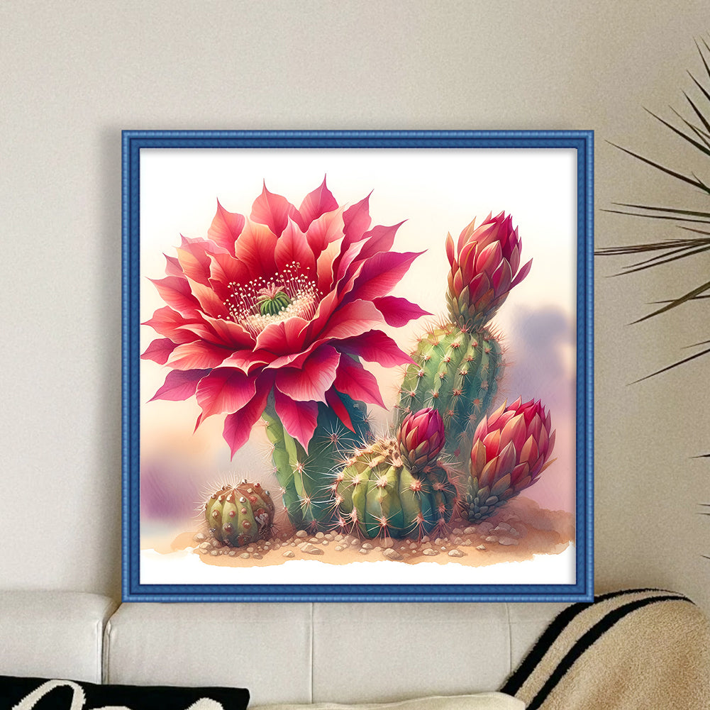 Cactus Flower - Full 11CT Stamped Cross Stitch 40x40CM - Band