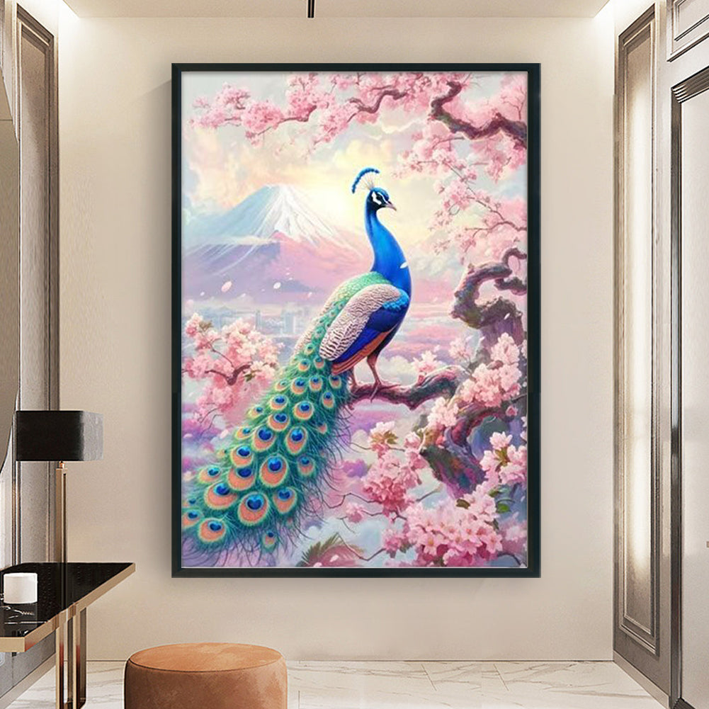 Peach Blossom And Peacock - Full 11CT Stamped Cross Stitch 50x70CM - Band