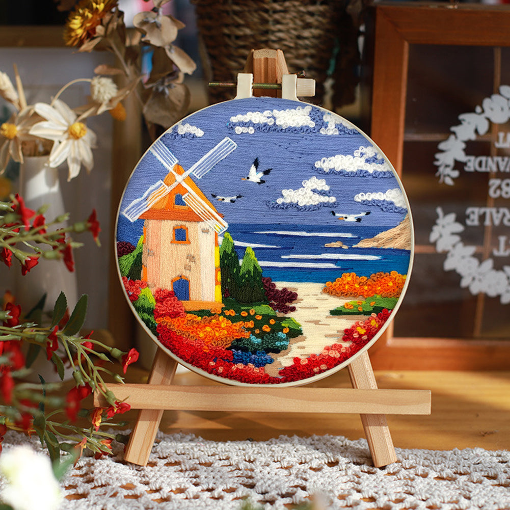 Sweet Sea Dream - DIY Embroidery Cross Stitch Kit with Pattern Cotton Threads Needles Hoop 30x30CM/11.81x11.81in