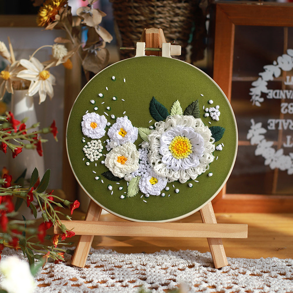 Fresh Flower Bouquet - DIY Embroidery Cross Stitch Kit with Pattern Cotton Threads Needles Hoop 30x30CM/11.81x11.81in