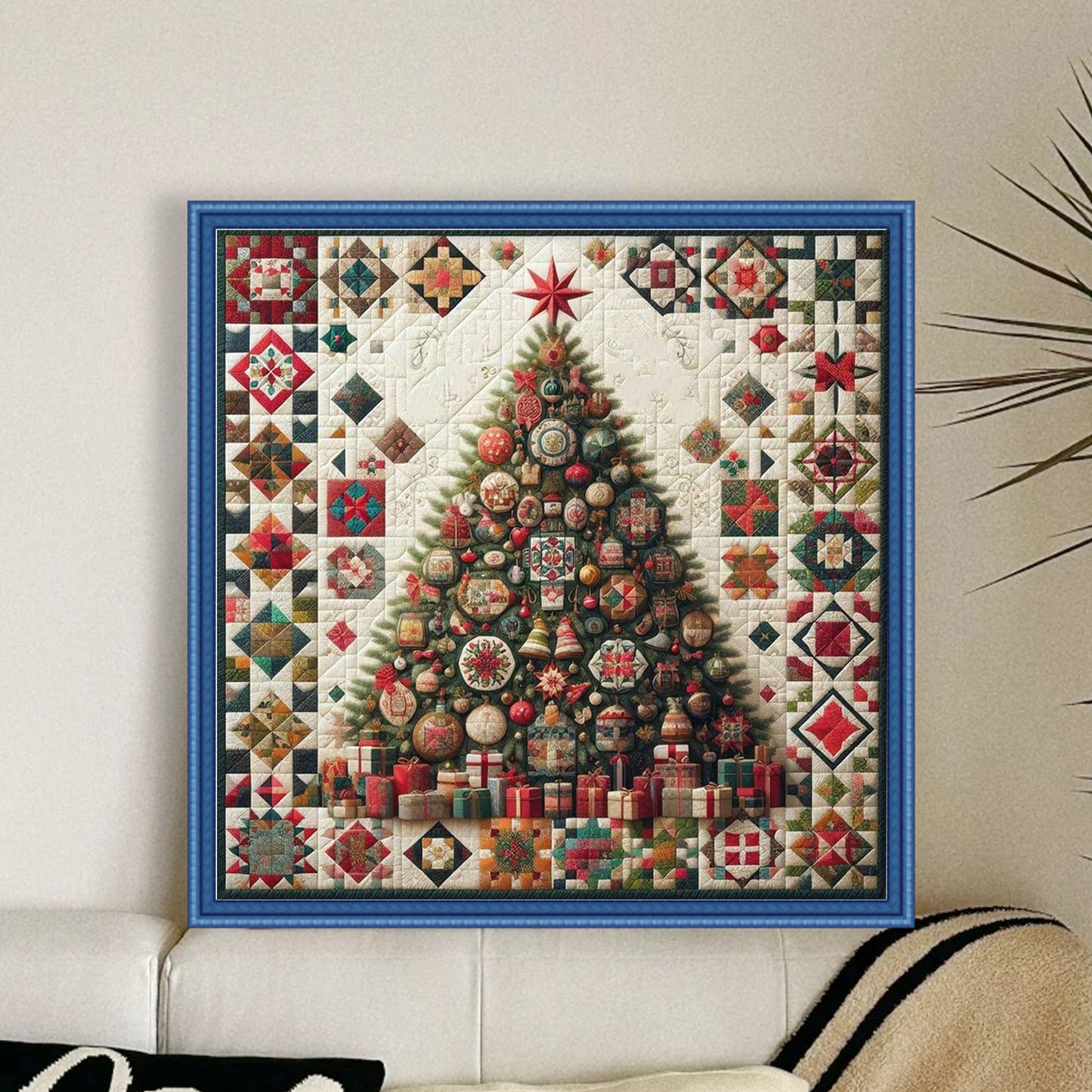 Christmas Tree - Full 14CT Stamped Cross Stitch 40x40CM - Huacan