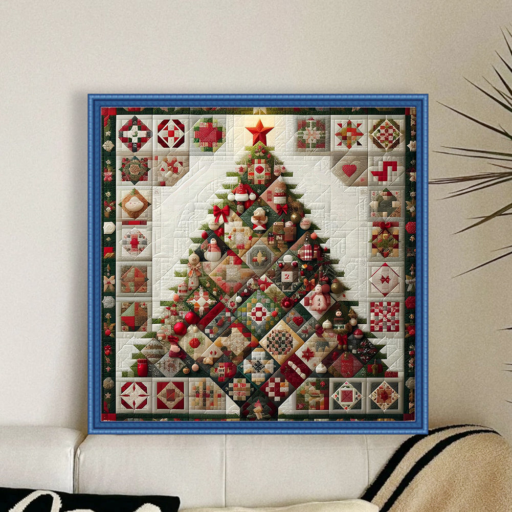 Christmas Tree - Full 14CT Stamped Cross Stitch 40x40CM - Huacan