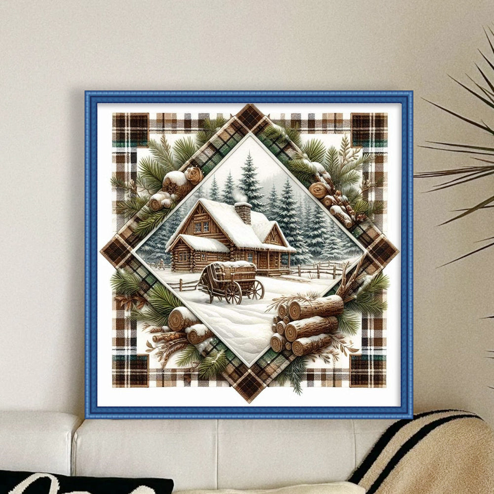 Winter Cabin - Full 11CT Stamped Cross Stitch 40x40CM - Yishu