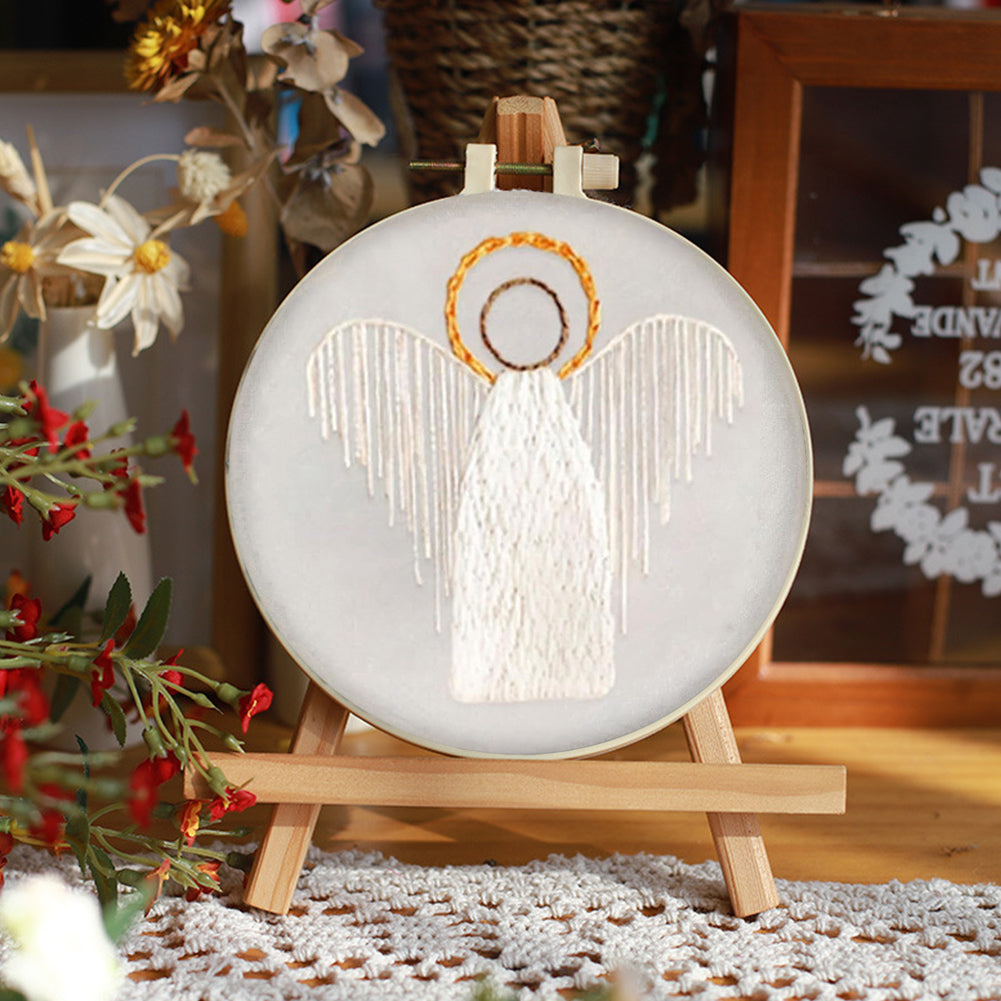 Angel - DIY Embroidery Cross Stitch Kit with Pattern Cotton Threads Needles Hoop 25x25CM/9.84x9.84in