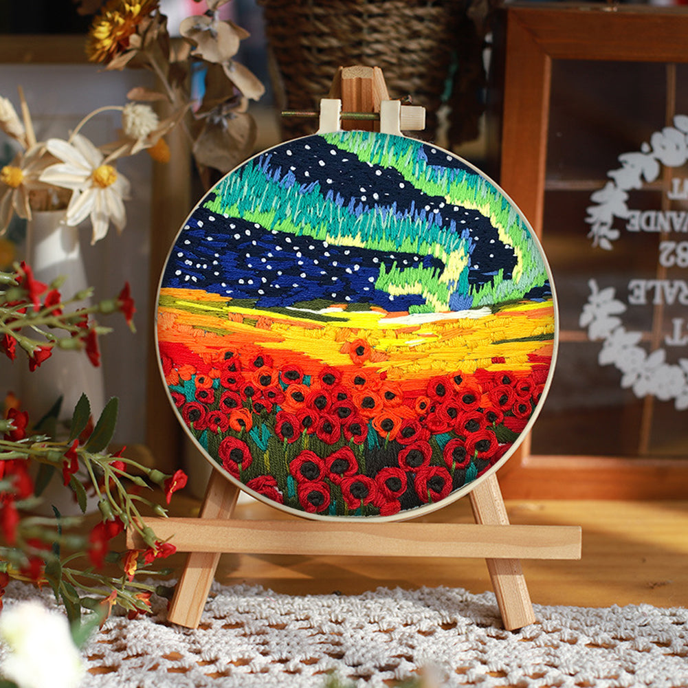 A Riot Of Colour - DIY Embroidery Cross Stitch Kit with Pattern Cotton Threads Needles Hoop 30x30CM/11.81x11.81in