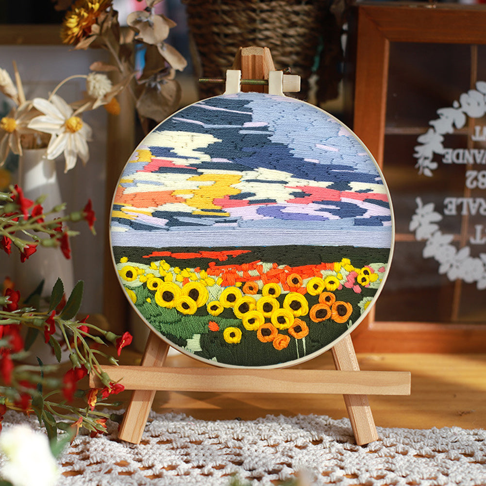 Pleasant Weather - DIY Embroidery Cross Stitch Kit with Pattern Cotton Threads Needles Hoop 30x30CM/11.81x11.81in