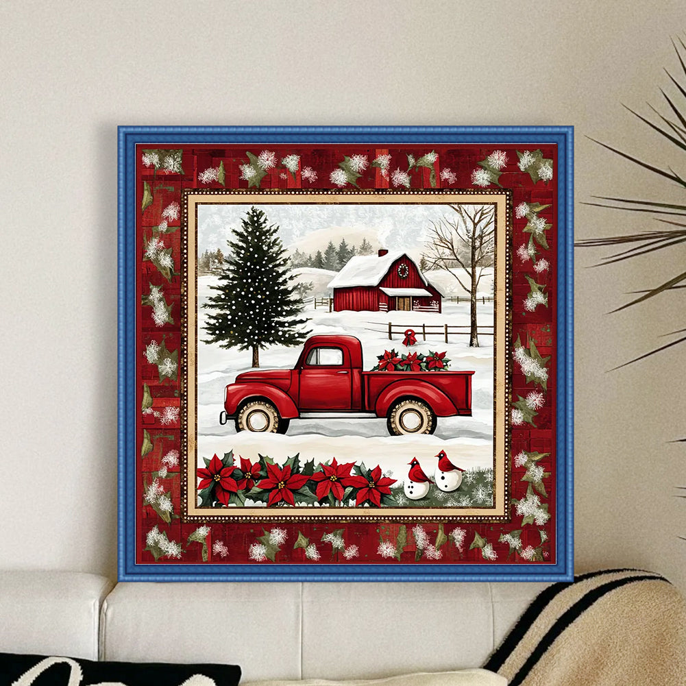 Christmas Truck - Full 11CT Counted Cross Stitch 40x40CM - Yishu