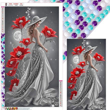 Load image into Gallery viewer, Red Flower Moon Lady-Woman 40*70CM(Canvas) Full Round Drill Diamond Painting