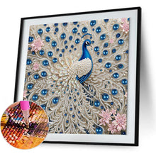 Load image into Gallery viewer, White Peacock 30*30CM(Canvas) Partial Special Shaped Drill Diamond Painting