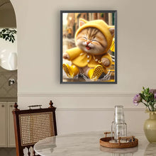 Load image into Gallery viewer, Yellow Raincoat Cat 30*40CM(Canvas) Full Round Drill Diamond Painting