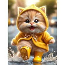 Load image into Gallery viewer, Yellow Raincoat Cat 30*40CM(Canvas) Full Round Drill Diamond Painting