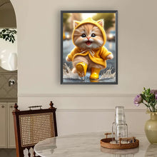 Load image into Gallery viewer, Yellow Raincoat Cat 30*40CM(Canvas) Full Round Drill Diamond Painting