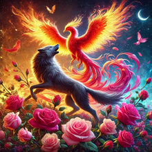 Load image into Gallery viewer, Phoenix And Wolf In Rose Field 40*40CM(Canvas) Full Round Drill Diamond Painting