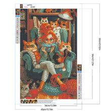 Load image into Gallery viewer, Cat And Girl 40*60CM(Canvas) Full Round Drill Diamond Painting