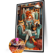 Load image into Gallery viewer, Cat And Girl 40*60CM(Canvas) Full Round Drill Diamond Painting