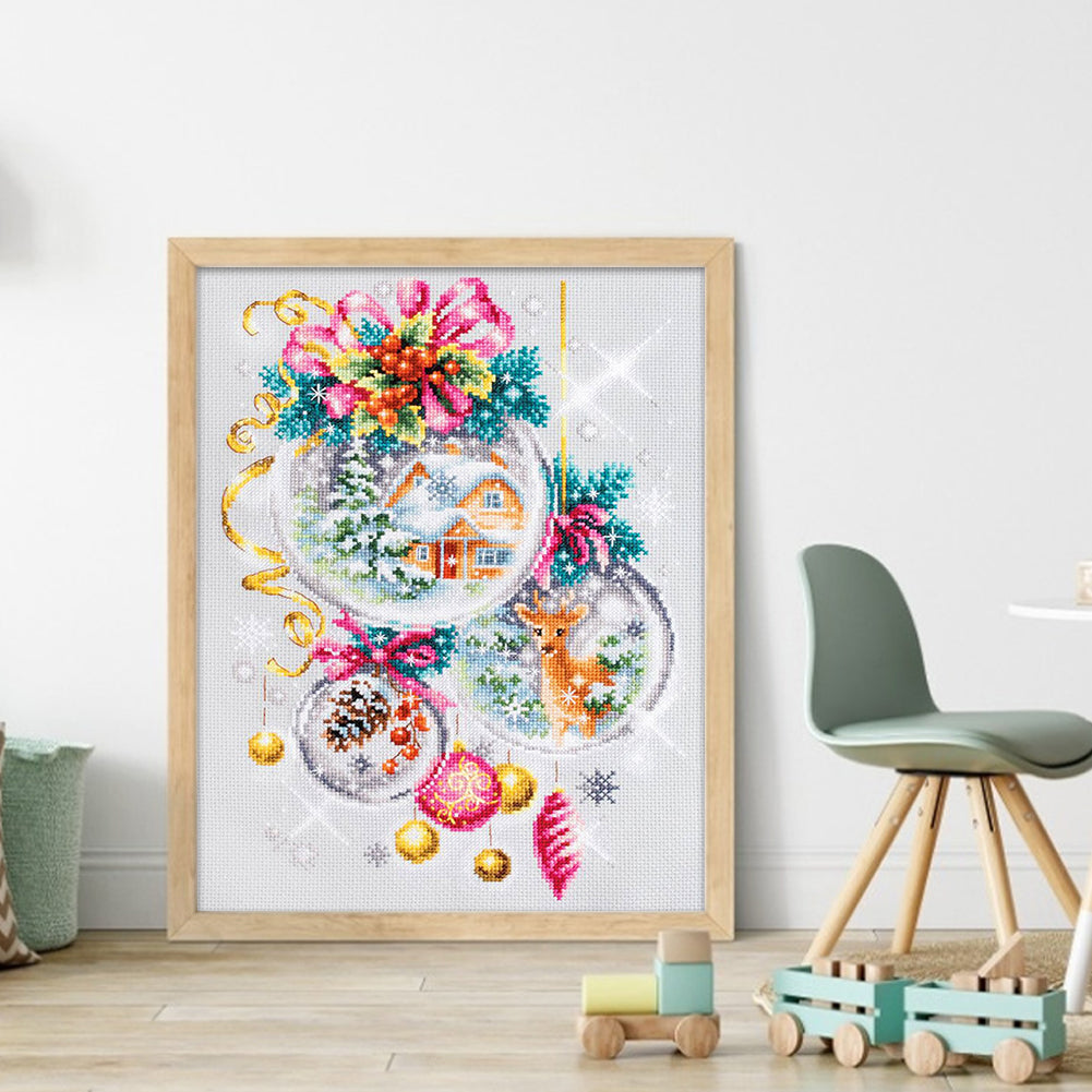Christmas Crystal Ball - Full 11CT Counted Cross Stitch 40x50CM - Huacan