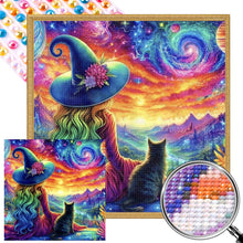 Load image into Gallery viewer, Partial AB - Witch And Black Cat 50*50CM(Picture) Full Round Drill Diamond Painting