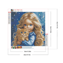Load image into Gallery viewer, Girl And Cat 40*40CM(Canvas) Full Round Drill Diamond Painting
