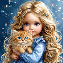 Load image into Gallery viewer, Girl And Cat 40*40CM(Canvas) Full Round Drill Diamond Painting