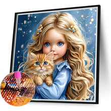 Load image into Gallery viewer, Girl And Cat 40*40CM(Canvas) Full Round Drill Diamond Painting