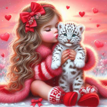 Load image into Gallery viewer, Girl With Heart And White Tiger 40*40CM(Canvas) Full Round Drill Diamond Painting