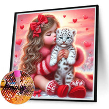 Load image into Gallery viewer, Girl With Heart And White Tiger 40*40CM(Canvas) Full Round Drill Diamond Painting
