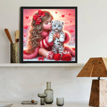 Load image into Gallery viewer, Girl With Heart And White Tiger 40*40CM(Canvas) Full Round Drill Diamond Painting