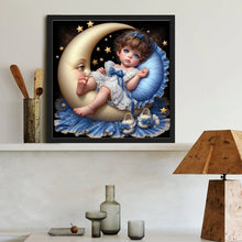 Load image into Gallery viewer, Girl In Pajamas And The Moon 40*40CM(Canvas) Full Round Drill Diamond Painting
