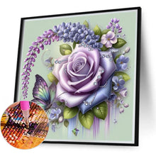 Load image into Gallery viewer, Purple Rose Butterfly 40*40CM(Canvas) Full Round Drill Diamond Painting