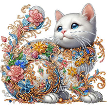 Load image into Gallery viewer, White Cat 30*30CM(Canvas) Partial Special Shaped Drill Diamond Painting