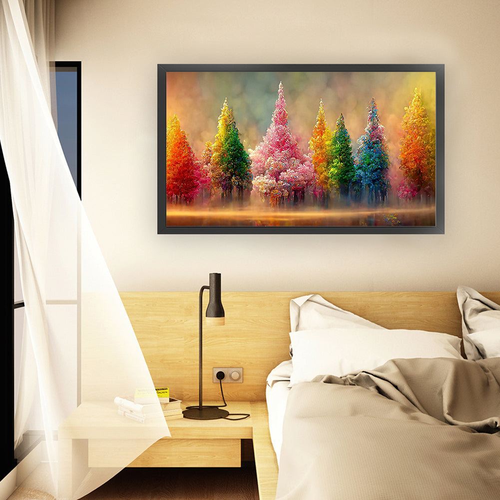 Acrylic Style Natural Forest - Full 14CT Stamped Cross Stitch 66x40CM - Huacan