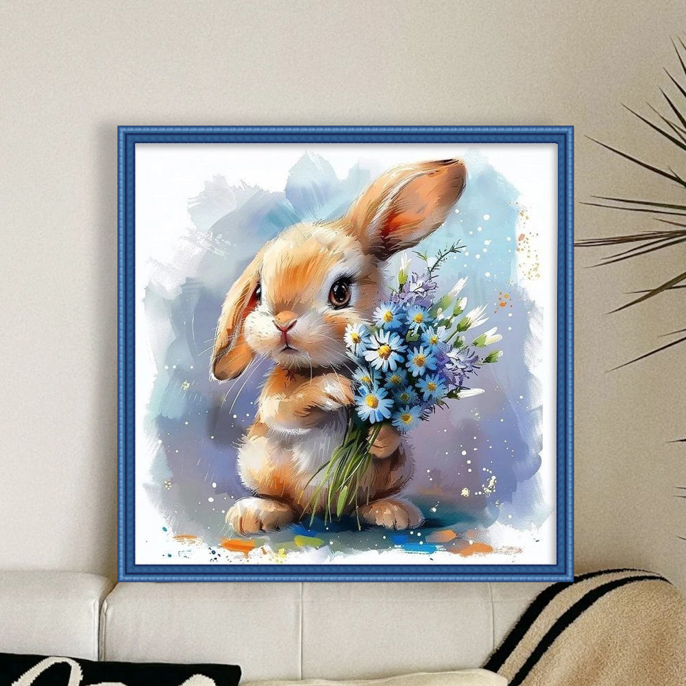 Vintage Rabbit - Full 11CT Stamped Cross Stitch 40x40CM - Yishu