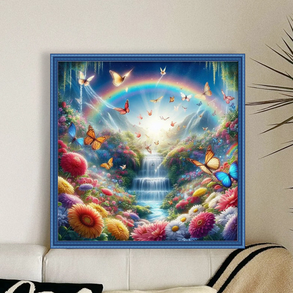 Rainbow Stream - Full 14CT Counted Cross Stitch 40x40CM - Yishu