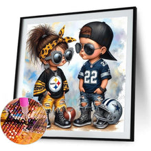 Load image into Gallery viewer, Pittsburgh Steel Girl And Boy 40*40CM(Canvas) Full Round Drill Diamond Painting