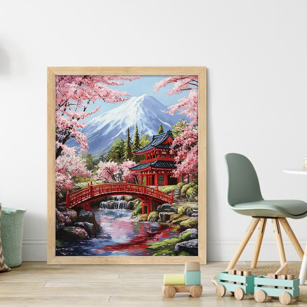 Snowy Mountain And Plum Blossom - Full 14CT Stamped Cross Stitch 45x55CM - Huacan