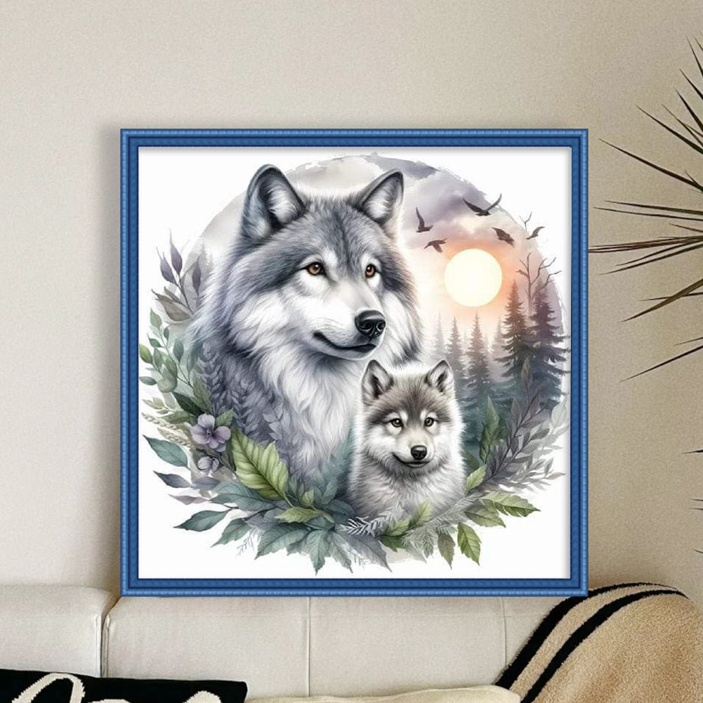 Wolf - Full 11CT Stamped Cross Stitch 40x40CM - Yishu