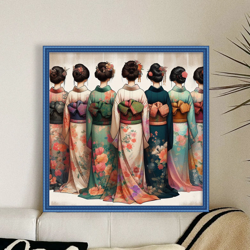 Japanese Geisha - Full 11CT Stamped Cross Stitch 50x50CM - Huacan