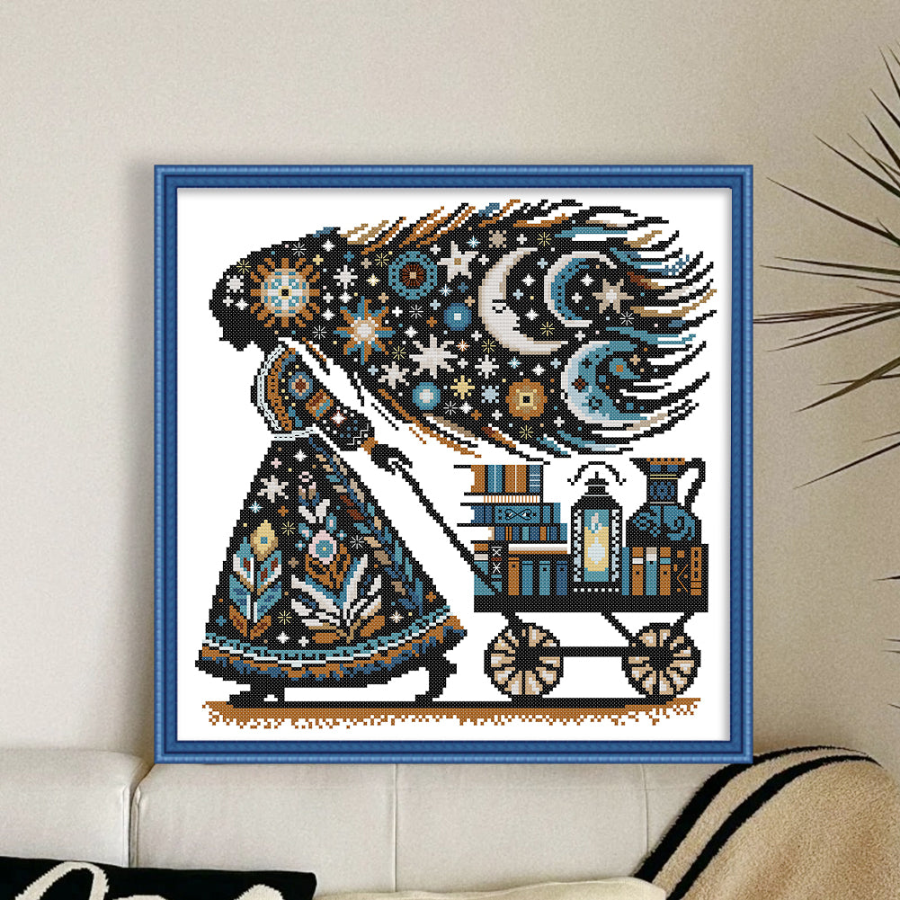 Knowledge Is Power - Partial 14CT Stamped Cross Stitch 36x36CM - Joy Sunday Backstitch
