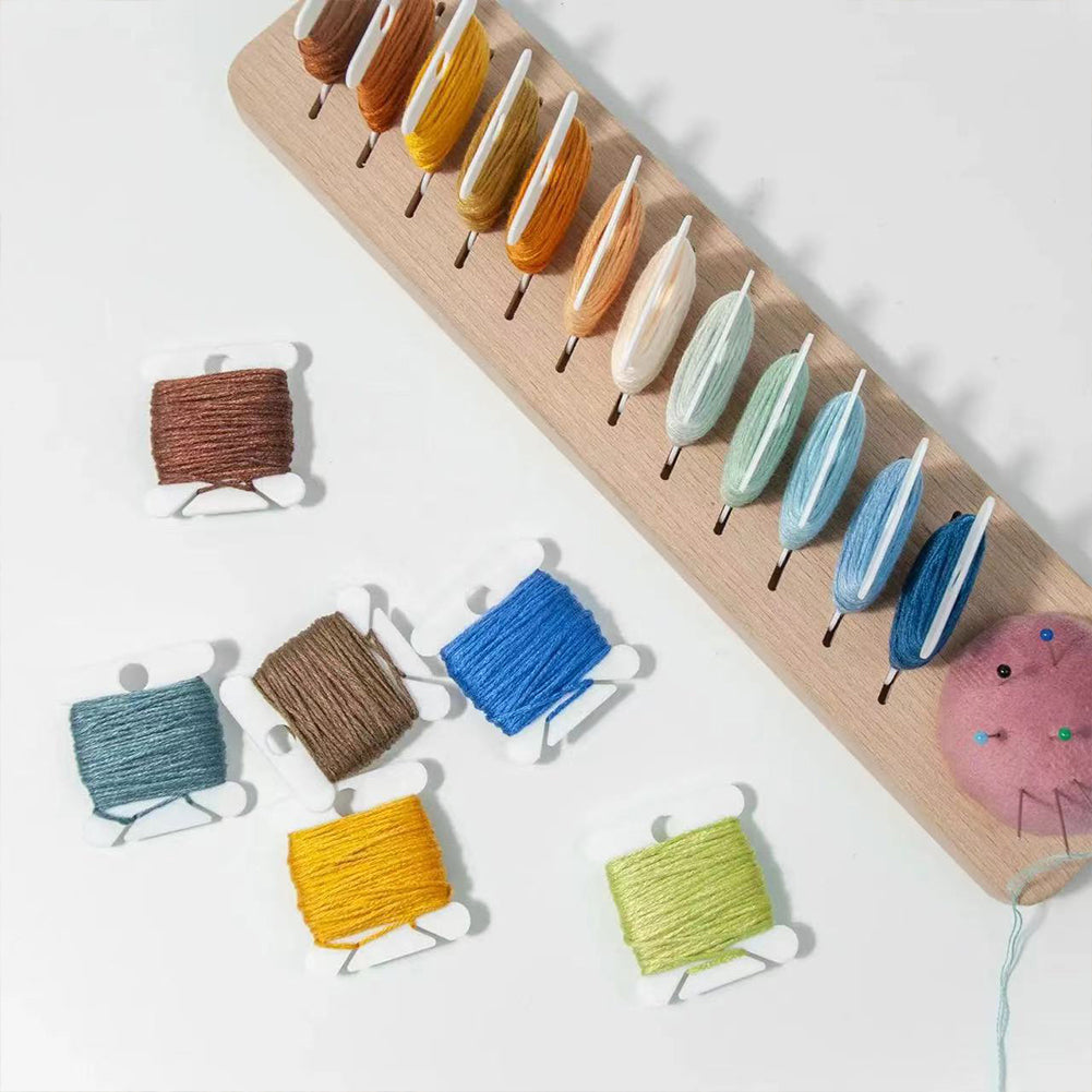 12 Slot Embroidery Floss Bobbin Rack with 12 Floss Card for Sewing Quilting