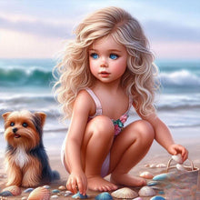 Load image into Gallery viewer, Girl And Dog 40*40CM(Canvas) Full Round Drill Diamond Painting