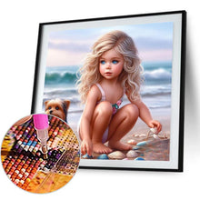 Load image into Gallery viewer, Girl And Dog 40*40CM(Canvas) Full Round Drill Diamond Painting