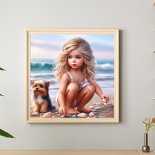 Load image into Gallery viewer, Girl And Dog 40*40CM(Canvas) Full Round Drill Diamond Painting