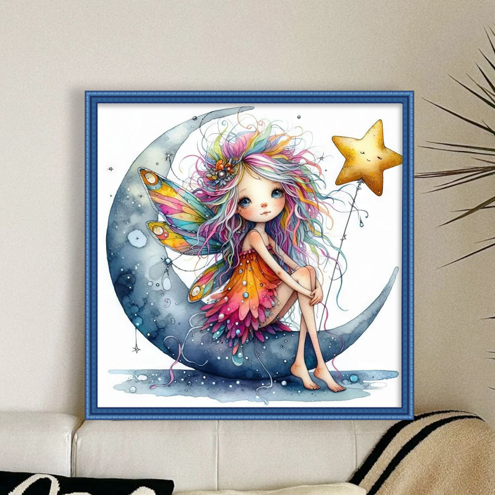 Moon Girl - Full 11CT Stamped Cross Stitch 40x40CM - Yishu