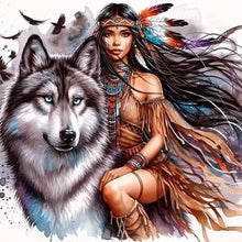 Load image into Gallery viewer, Girl And Wolf 40*40CM(Canvas) Full Round Drill Diamond Painting