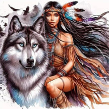 Load image into Gallery viewer, Girl And Wolf 40*40CM(Canvas) Full Round Drill Diamond Painting