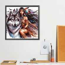 Load image into Gallery viewer, Girl And Wolf 40*40CM(Canvas) Full Round Drill Diamond Painting